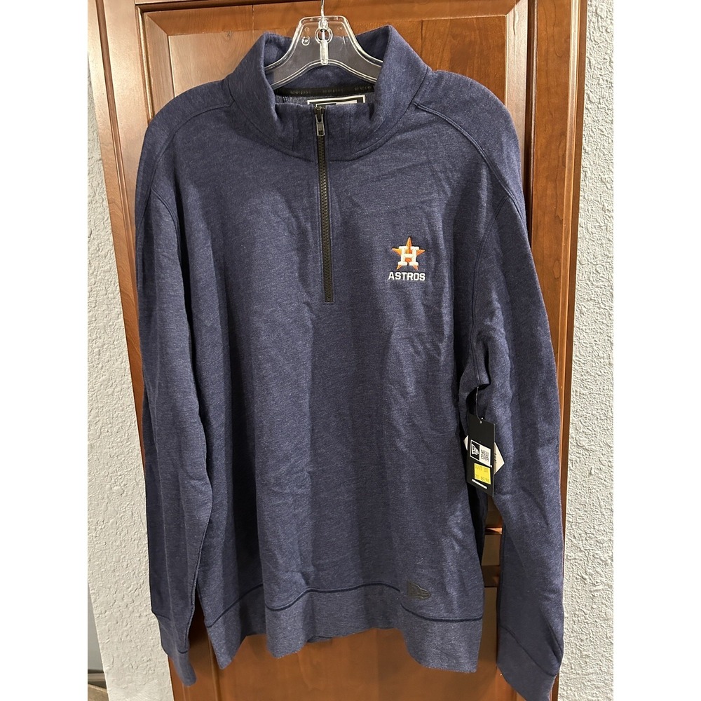 NWT Houston Astros MLB 1/4 Zip Pullover Long sleeve Men's Large New Era Blue